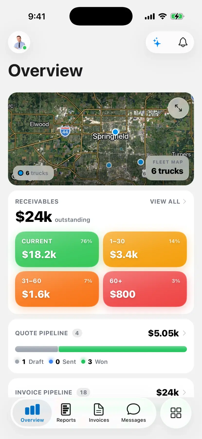 DropHaul operations overview on iPhone